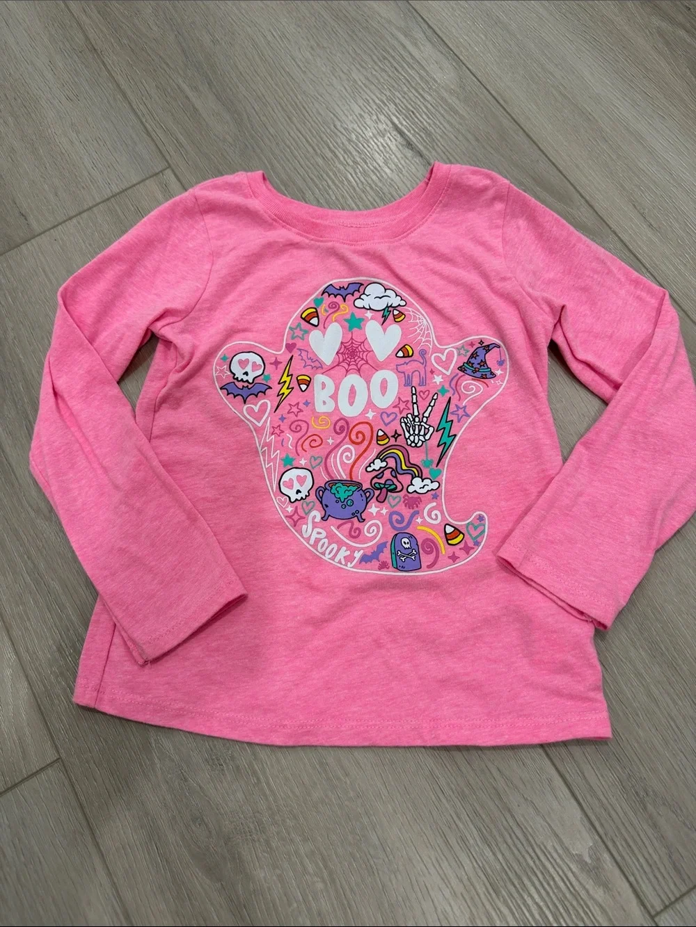 The Children's Place Pink Halloween 'Boo' Ghost Graphic Long Sleeve Tee